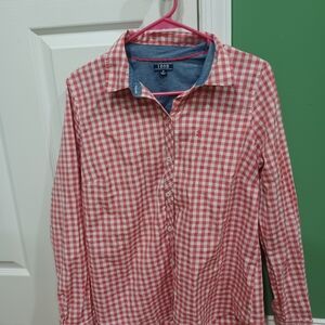 Izod Women's Gingham Blouse/Button-Down Shirt | M | Pink/White 👚